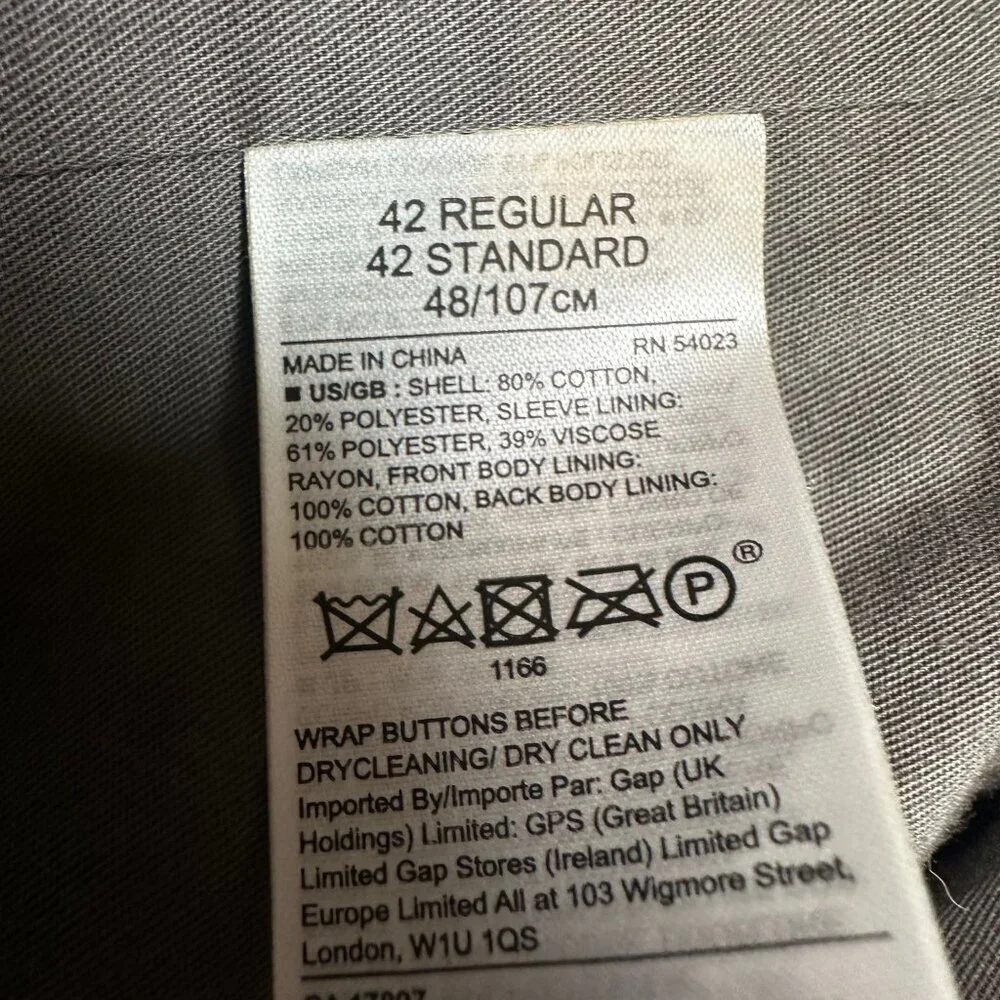 Banana Republic Slim Fit Cotton Blend Italian Fabric Grey Blazer Sport Coat 42R